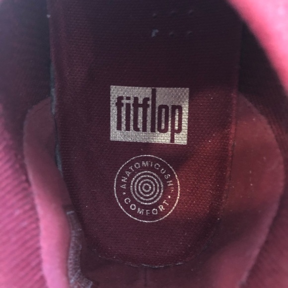 Fitflop uberknit slip on high top sneakers dark red Size 8 - Picture 9 of 10